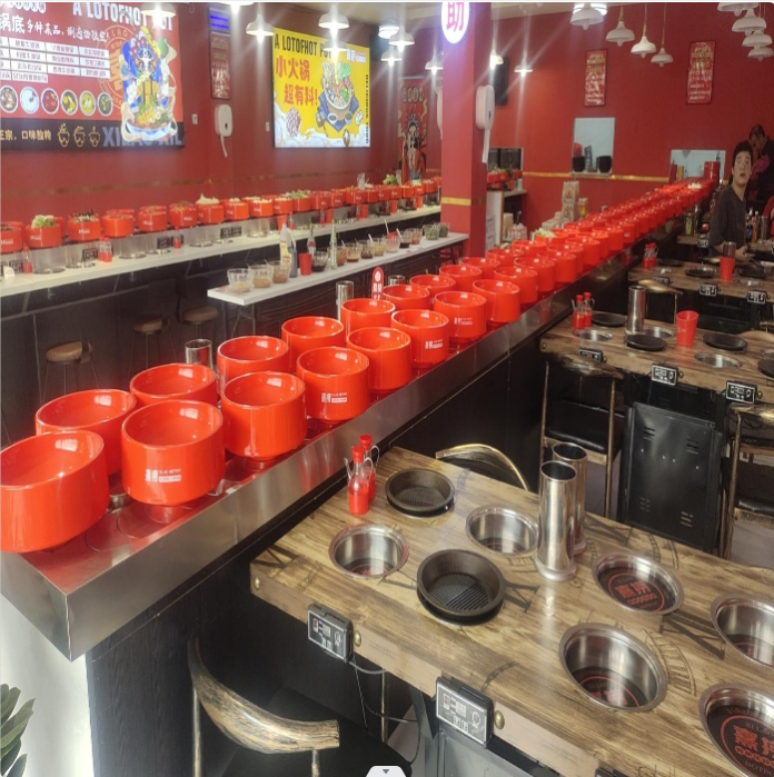 旋转小火锅设备自助餐厅旋转带